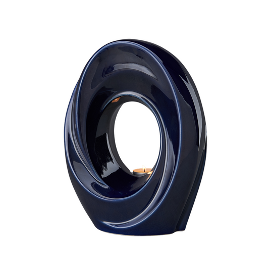 Handmade Cremation Urn for Ashes "The Passage" - Large Urn | Cobalt Metallic