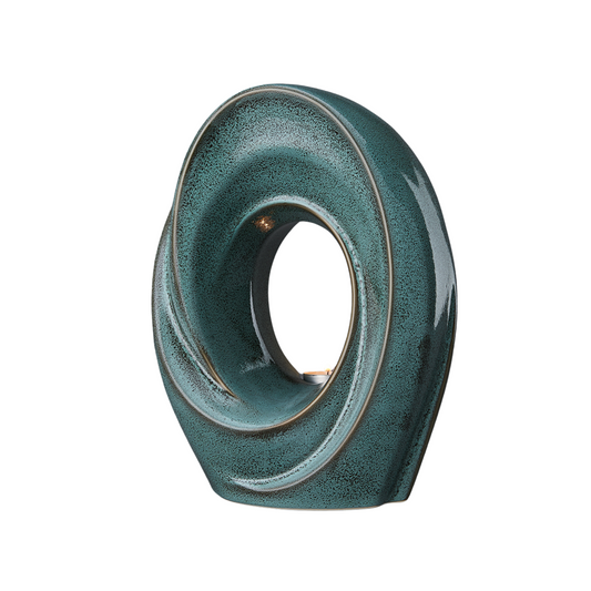 Handmade Cremation Urn for Ashes "The Passage" - Large Urn | Oily Green Melange