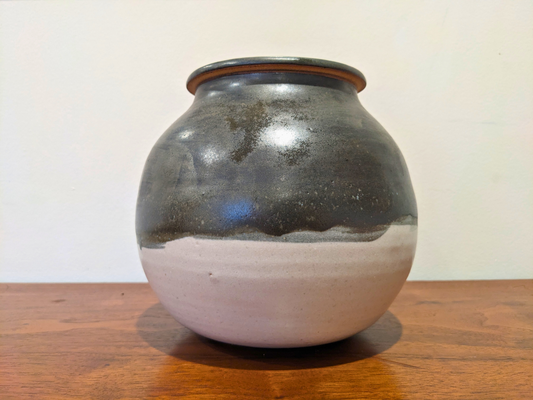 Adult Cremation Urn - White with Black