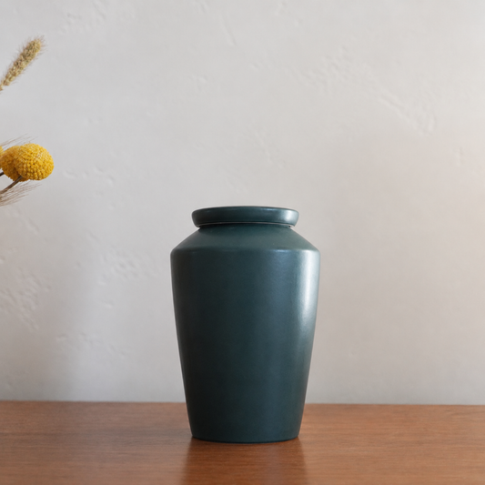 Handmade Ceramic Urn for Human Ashes - Keepsake Memorial Vessel - Green