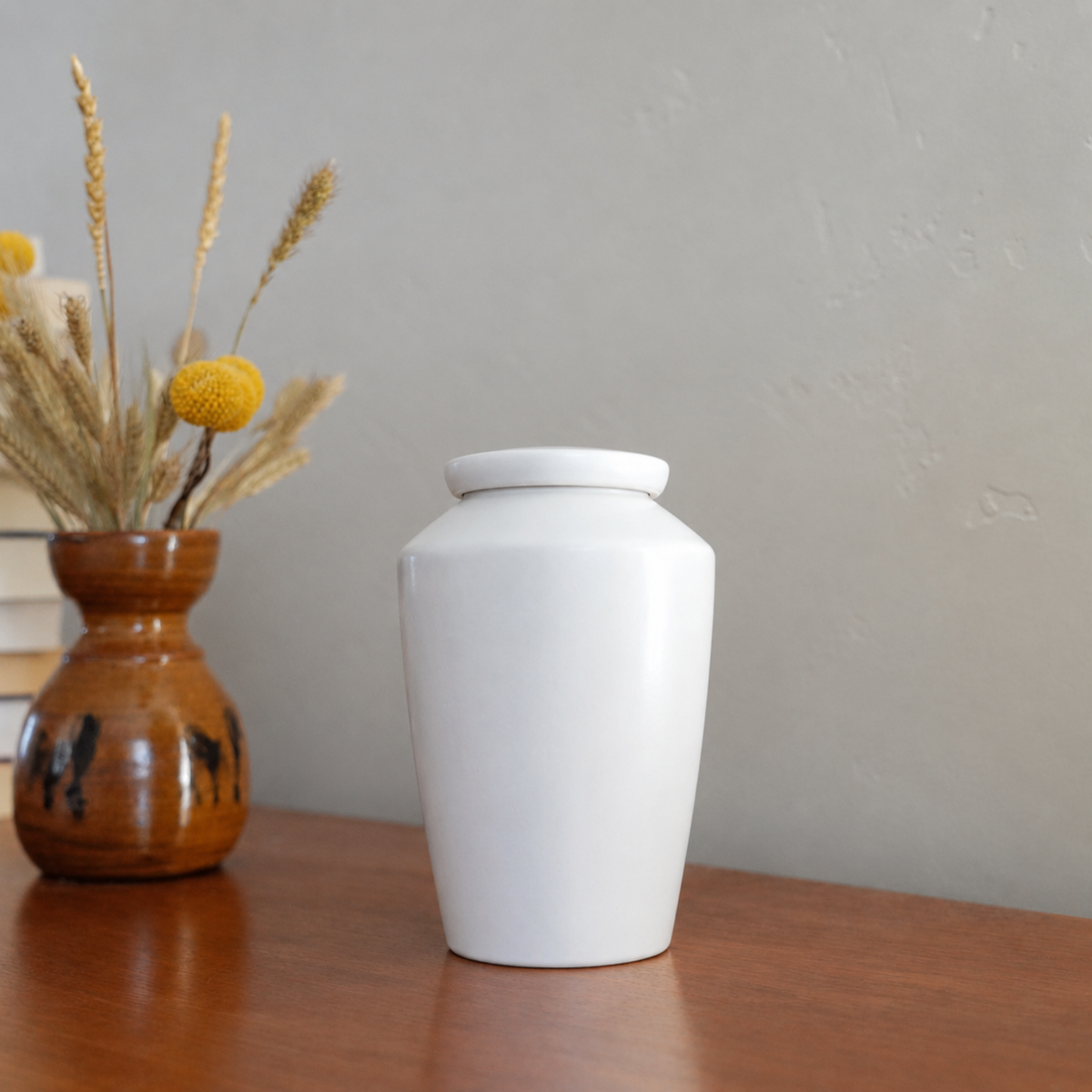Handmade Ceramic Urn for Human Ashes - Keepsake Memorial Vessel - White