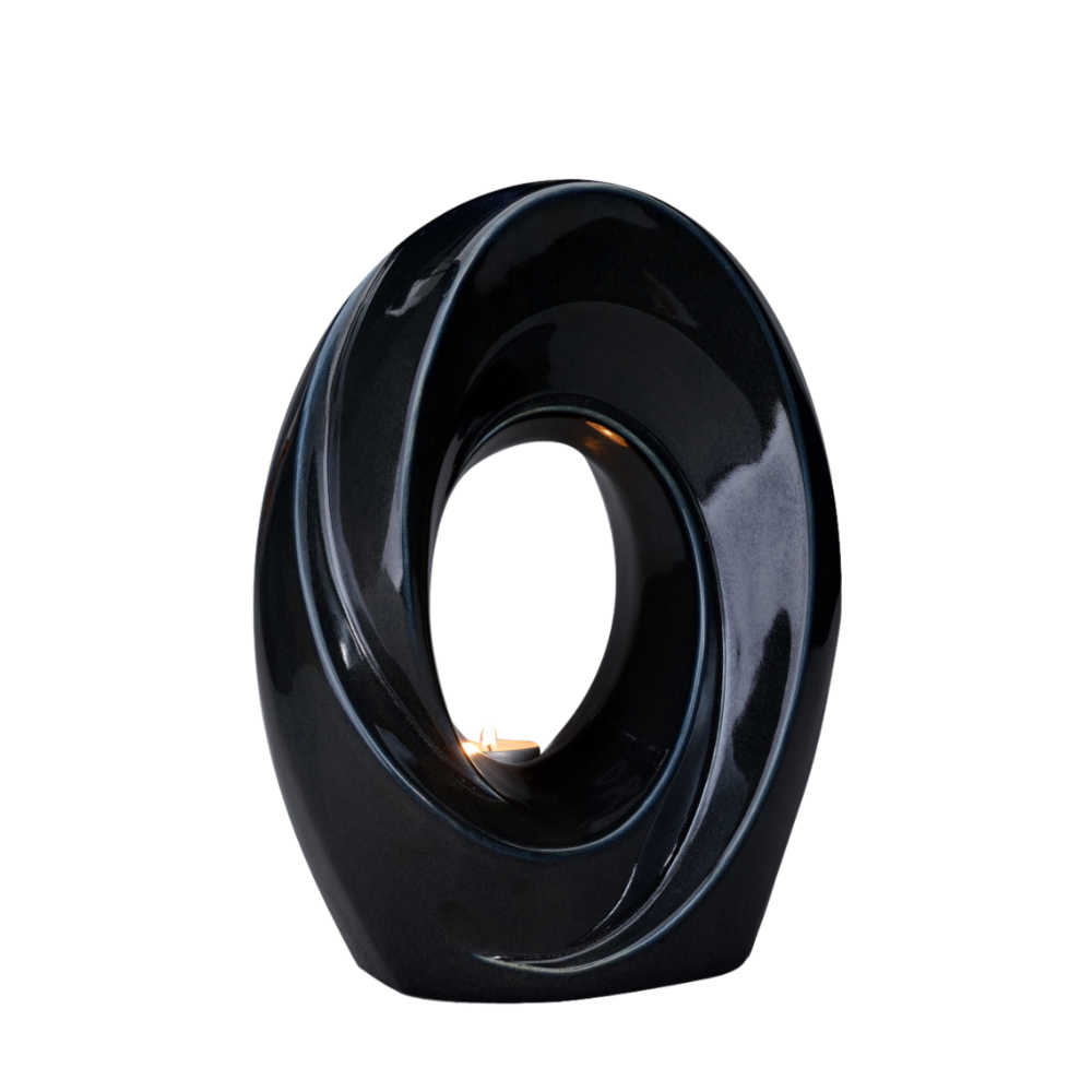 Handmade Cremation Urn for Ashes "The Passage" - Large Urn | Glossy Black | Ceramic