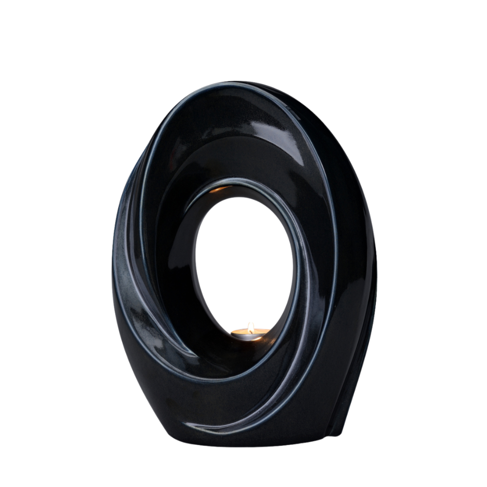 Handmade Cremation Urn for Ashes "The Passage" - Large Urn | Glossy Black | Ceramic