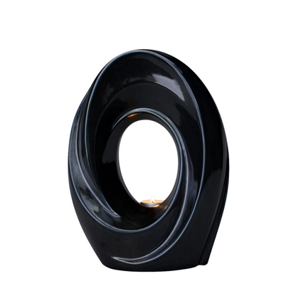 Handmade Cremation Urn for Ashes "The Passage" - Large Urn | Glossy Black | Ceramic