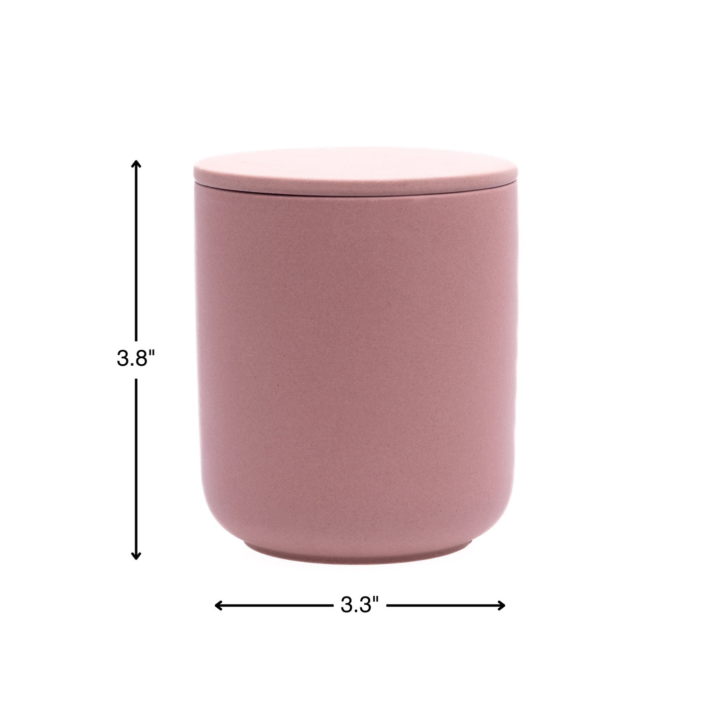 Blush Pink ceramic keepsake urn dimensions measuring 3.8 inches tall and 3.3 inches wide