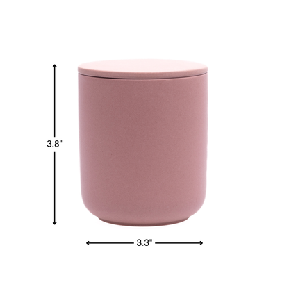 Blush Pink ceramic keepsake urn dimensions measuring 3.8 inches tall and 3.3 inches wide