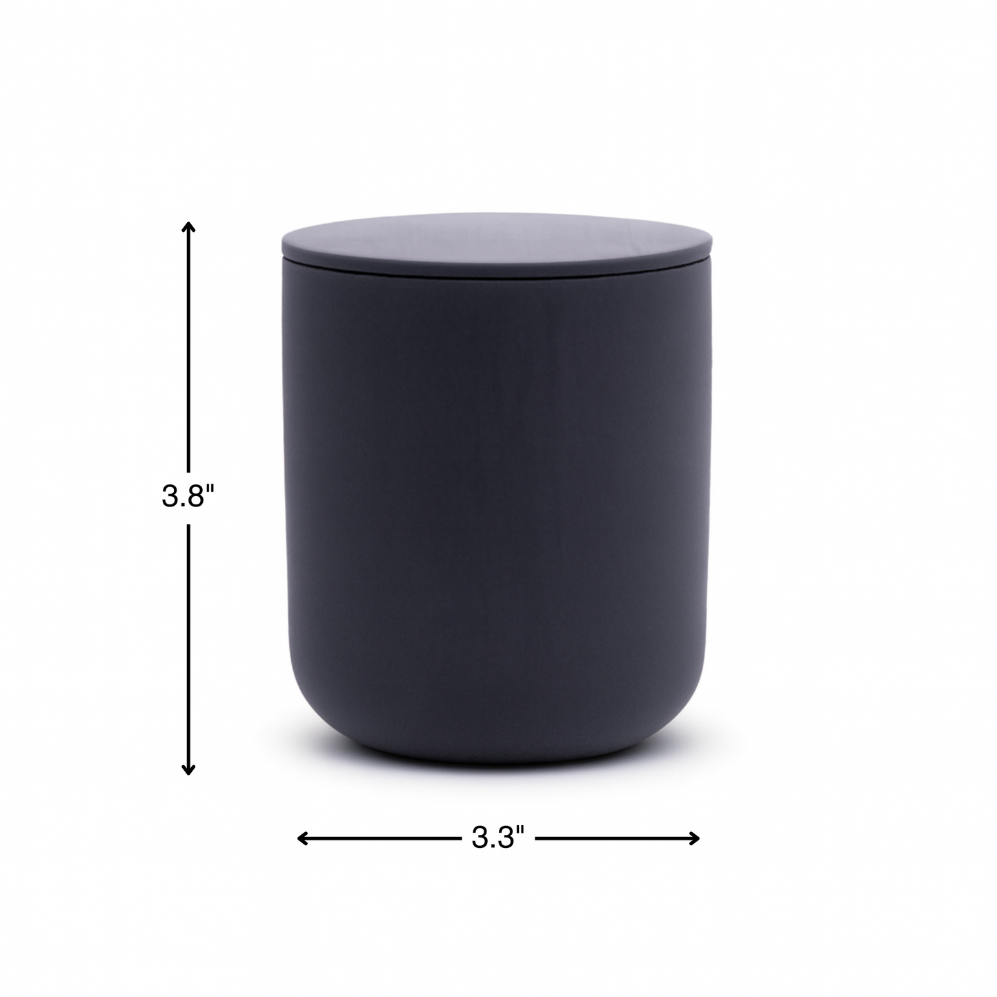 Charcoal Black ceramic keepsake urn dimensions measuring 3.8 inches tall and 3.3 inches wide