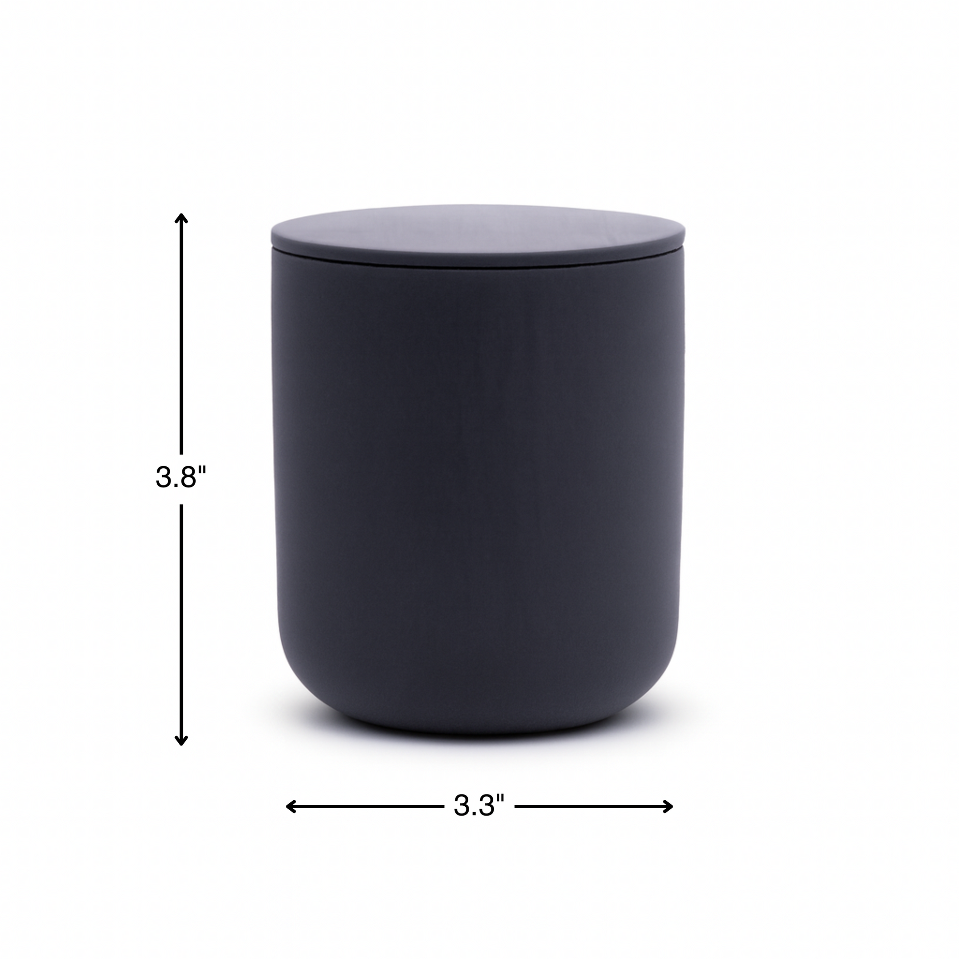 Charcoal Black ceramic keepsake urn dimensions measuring 3.8 inches tall and 3.3 inches wide