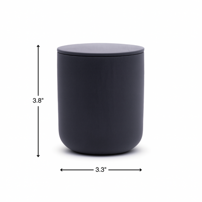 Charcoal Black ceramic keepsake urn dimensions measuring 3.8 inches tall and 3.3 inches wide