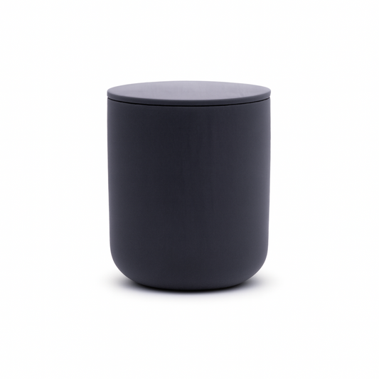 Charcoal black ceramic keepsake urn for ashes with minimalist modern design