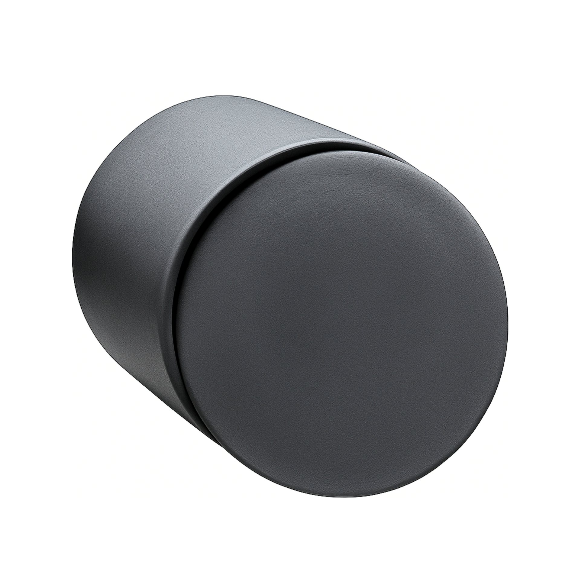 Charcoal Black ceramic keepsake urn shown on its side highlighting the smooth matte finish and secure lid