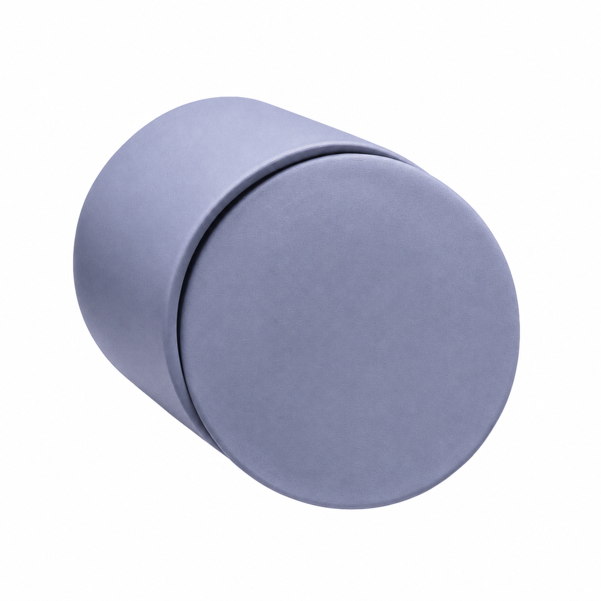 Dusty Blue ceramic keepsake urn shown on its side highlighting the smooth matte finish and secure lid