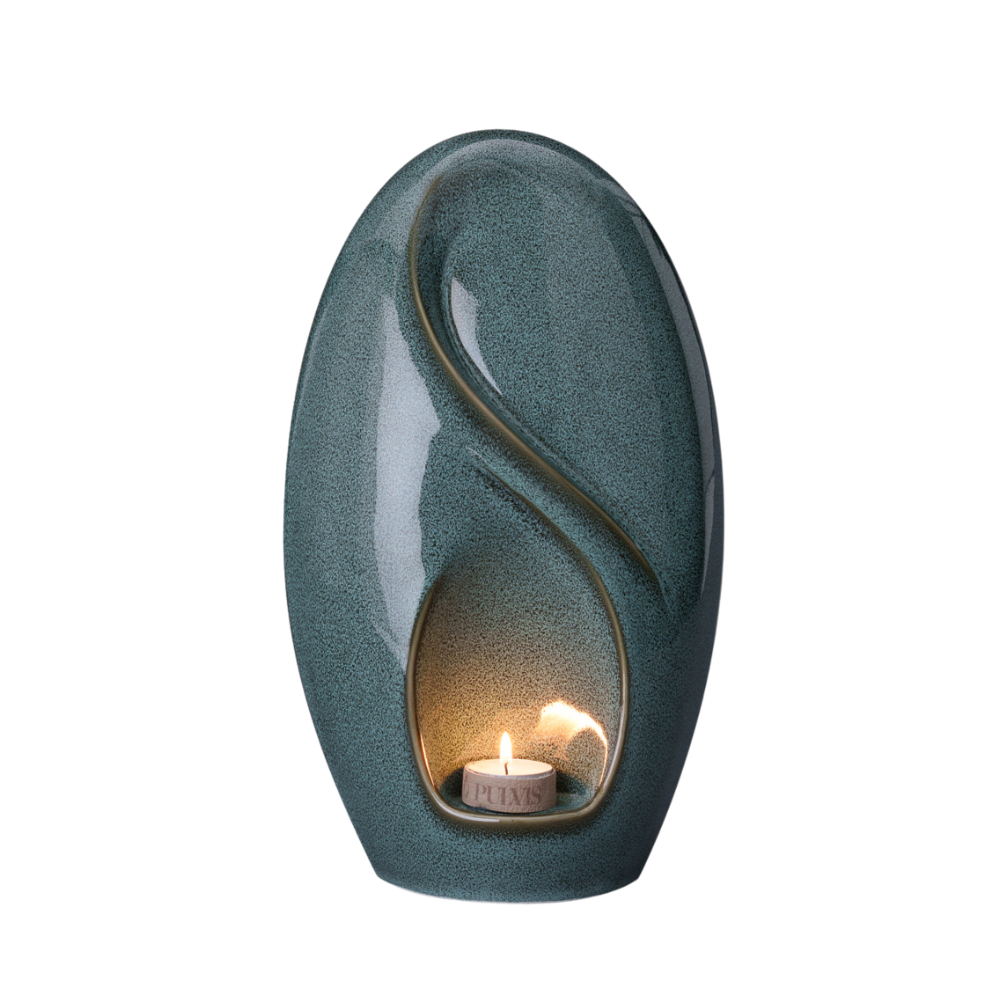 Eternity Handmade Cremation Urn for Ashes - Large | Green Melange | Ceramic Urn