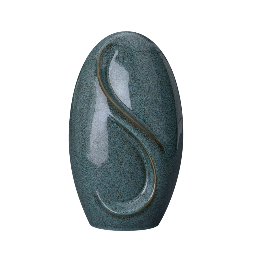Eternity Handmade Cremation Urn for Ashes - Large | Green Melange | Ceramic Urn