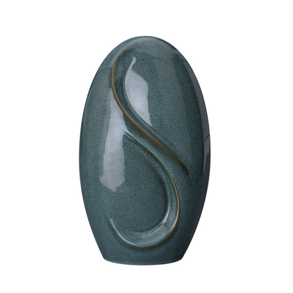Eternity Handmade Cremation Urn for Ashes - Large | Green Melange | Ceramic Urn