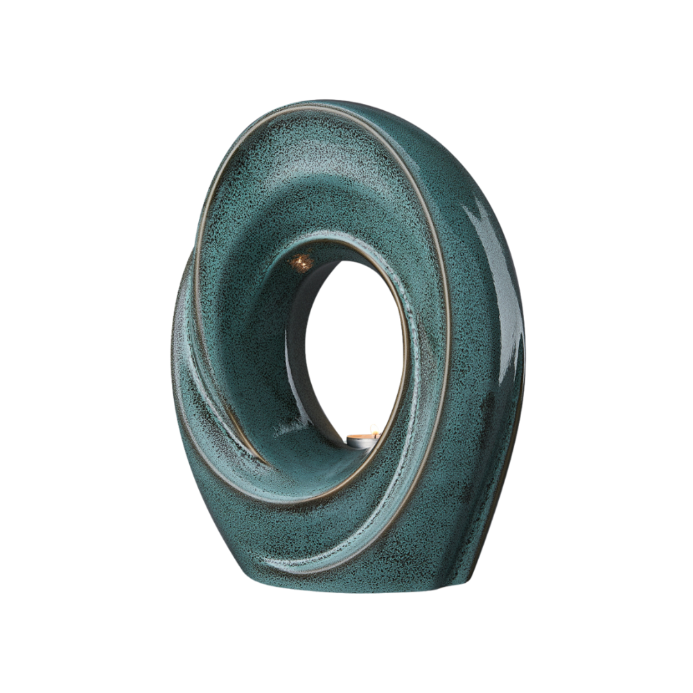 Handmade Cremation Urn for Ashes "The Passage" - Large Urn | Green Melange | Ceramic