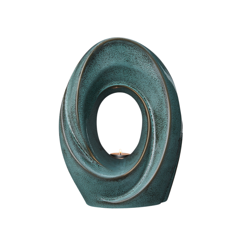 Handmade Cremation Urn for Ashes "The Passage" - Large Urn | Green Melange | Ceramic