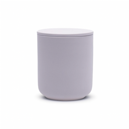 Gray ceramic keepsake urn for ashes with minimalist modern design