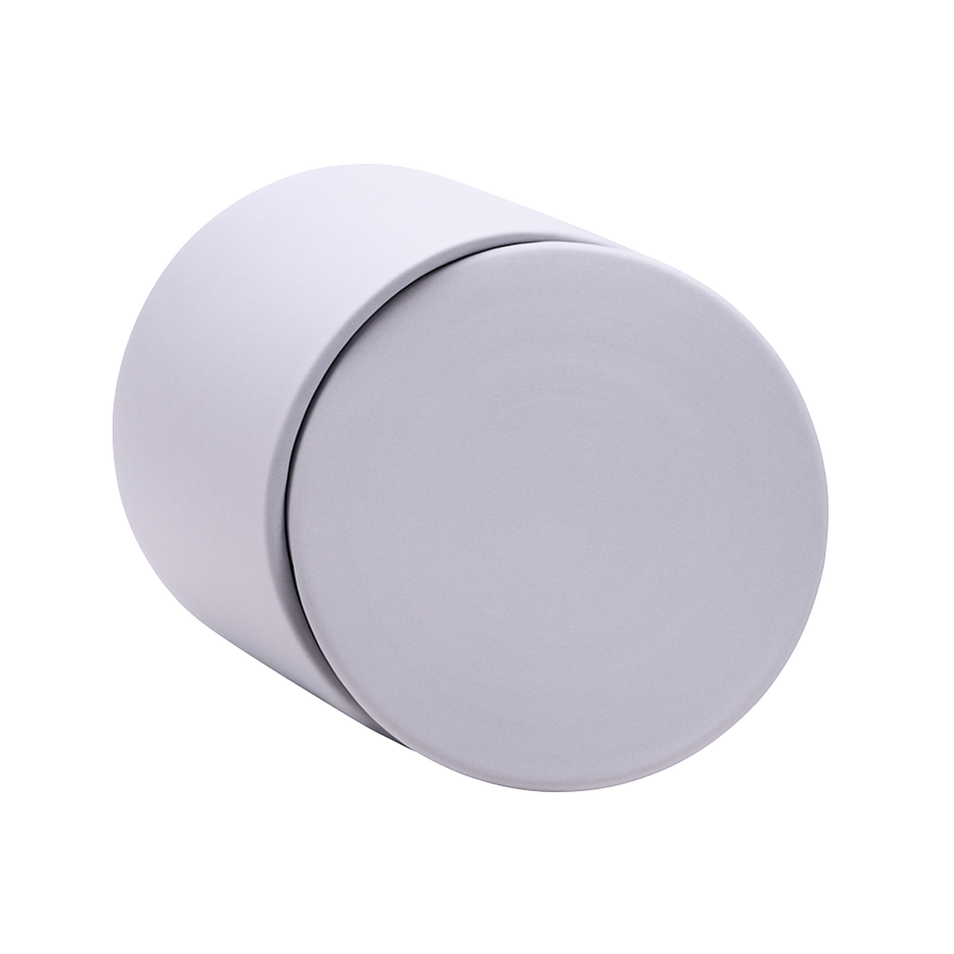 Gray ceramic keepsake urn shown on its side highlighting the smooth matte finish and secure lid