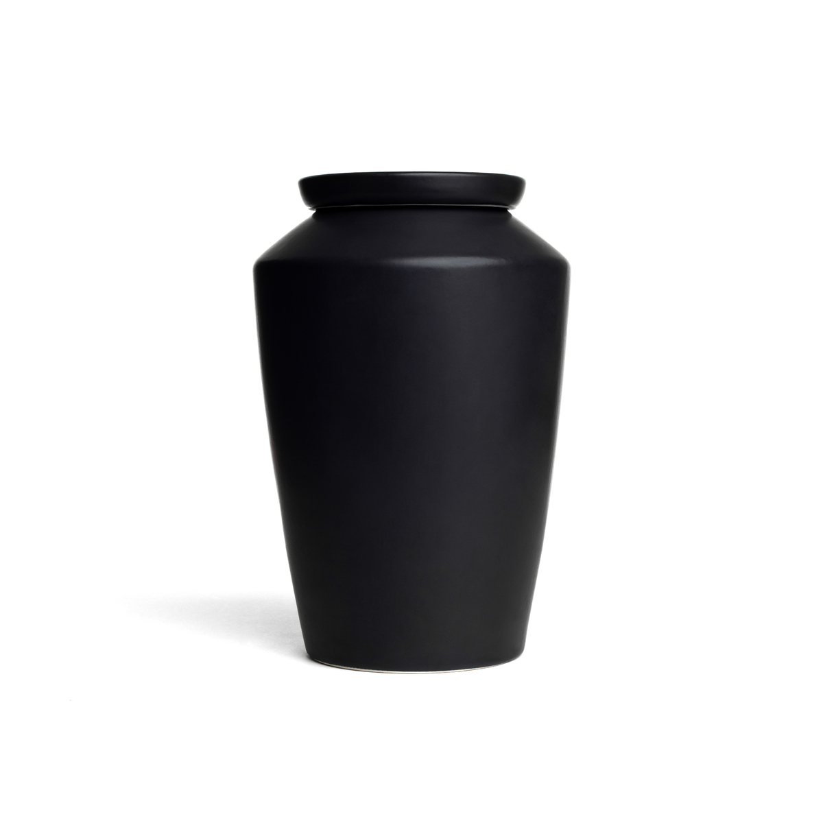 Keepsake size matte black ceramic cremation urn
