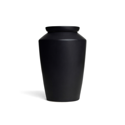 Keepsake size matte black ceramic cremation urn
