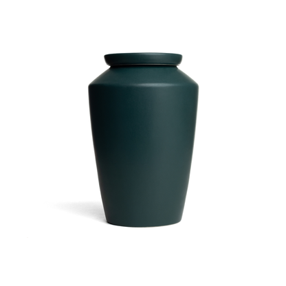 Keepsake size matte green ceramic cremation urn