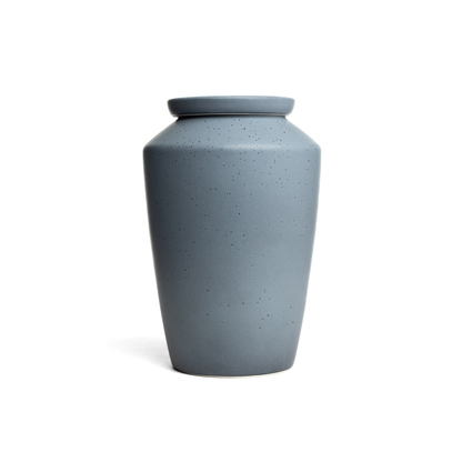 Keepsake size speckled gray ceramic cremation urn