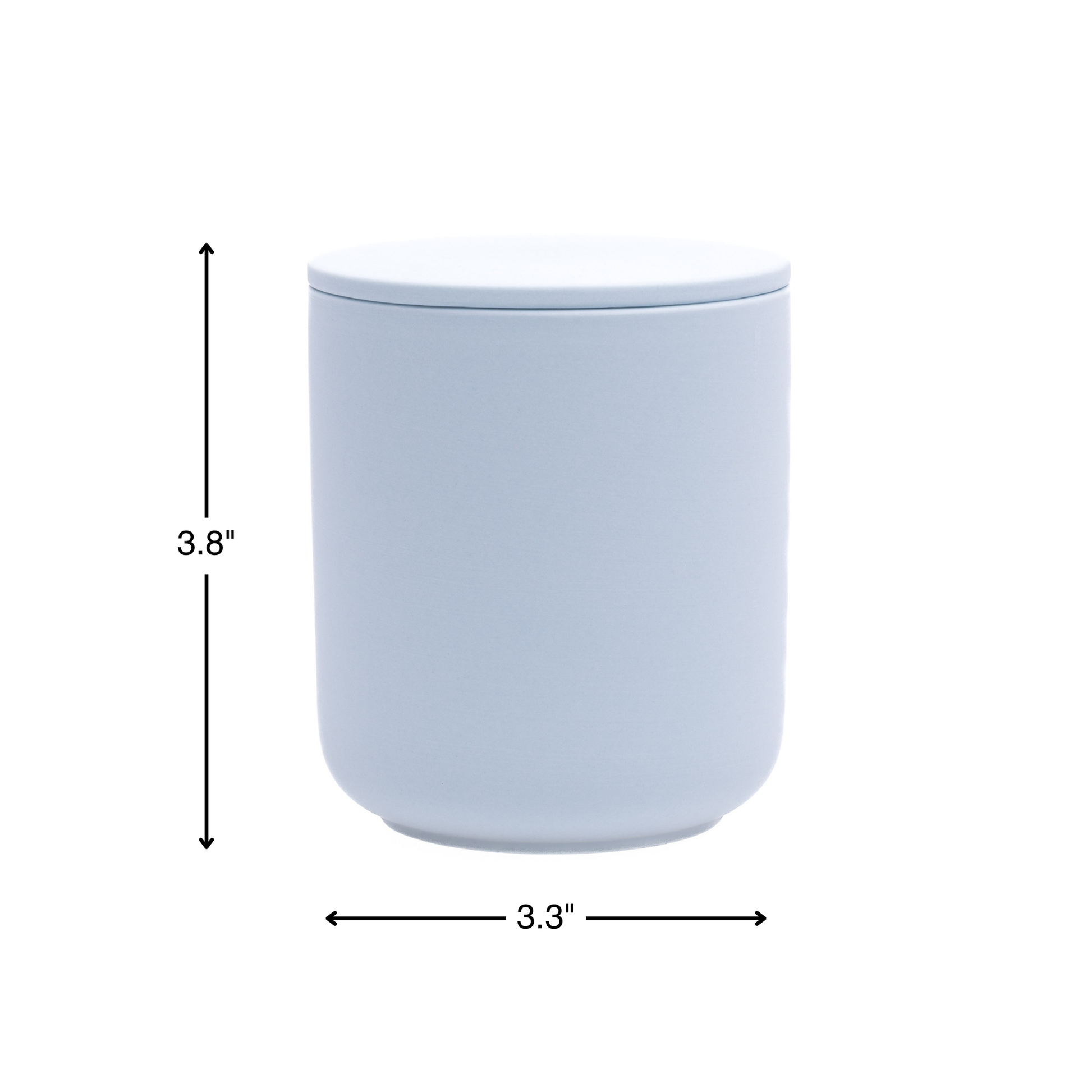 Light Blue ceramic keepsake urn dimensions measuring 3.8 inches tall and 3.3 inches wide