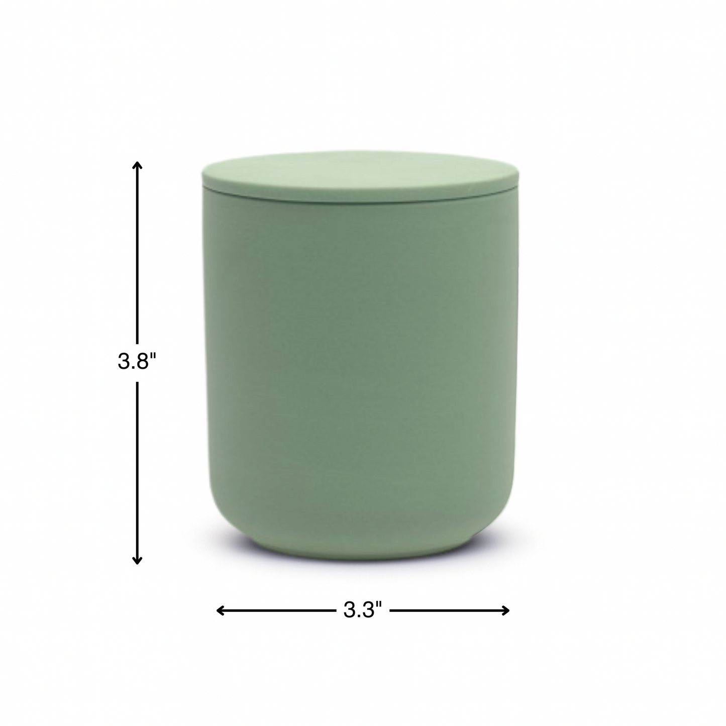 Olive Green ceramic keepsake urn dimensions measuring 3.8 inches tall and 3.3 inches wide