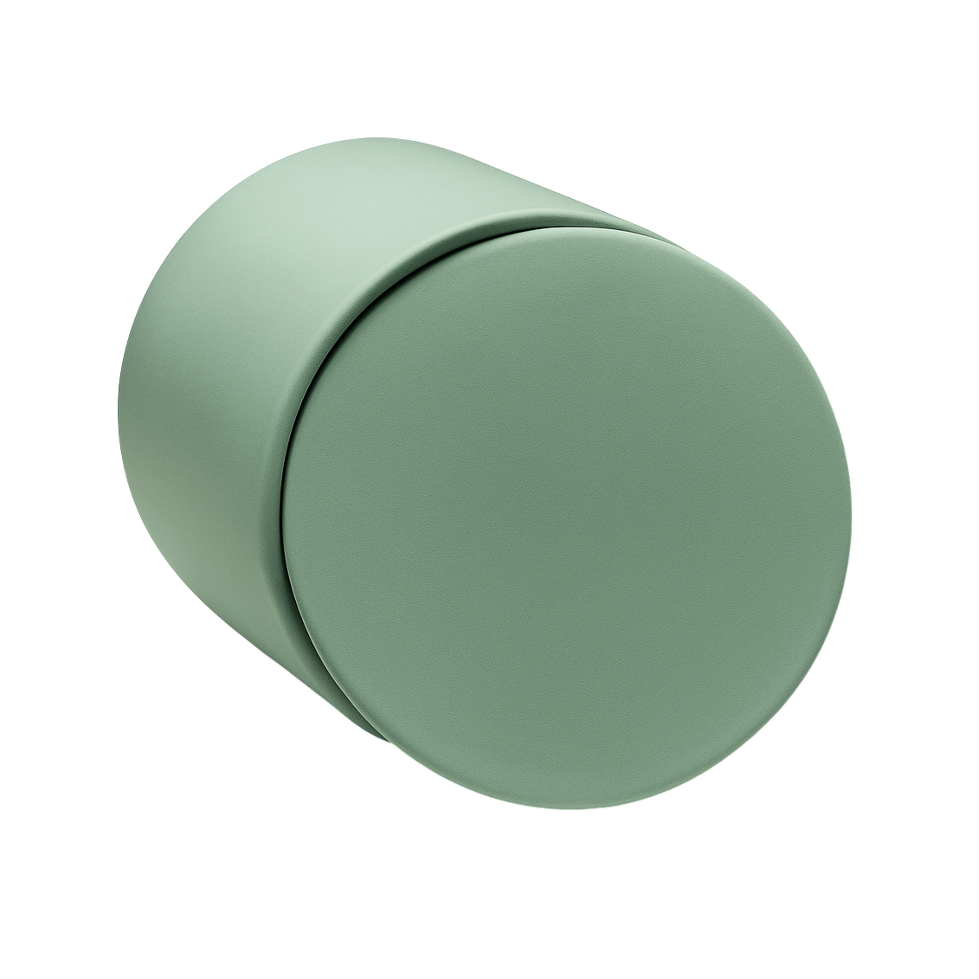 Olive Green ceramic keepsake urn shown on its side highlighting the smooth matte finish and secure lid