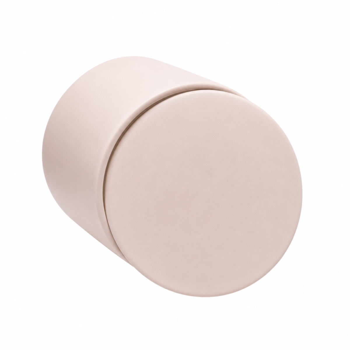 Soft Pink ceramic keepsake urn shown on its side highlighting the smooth matte finish and secure lid