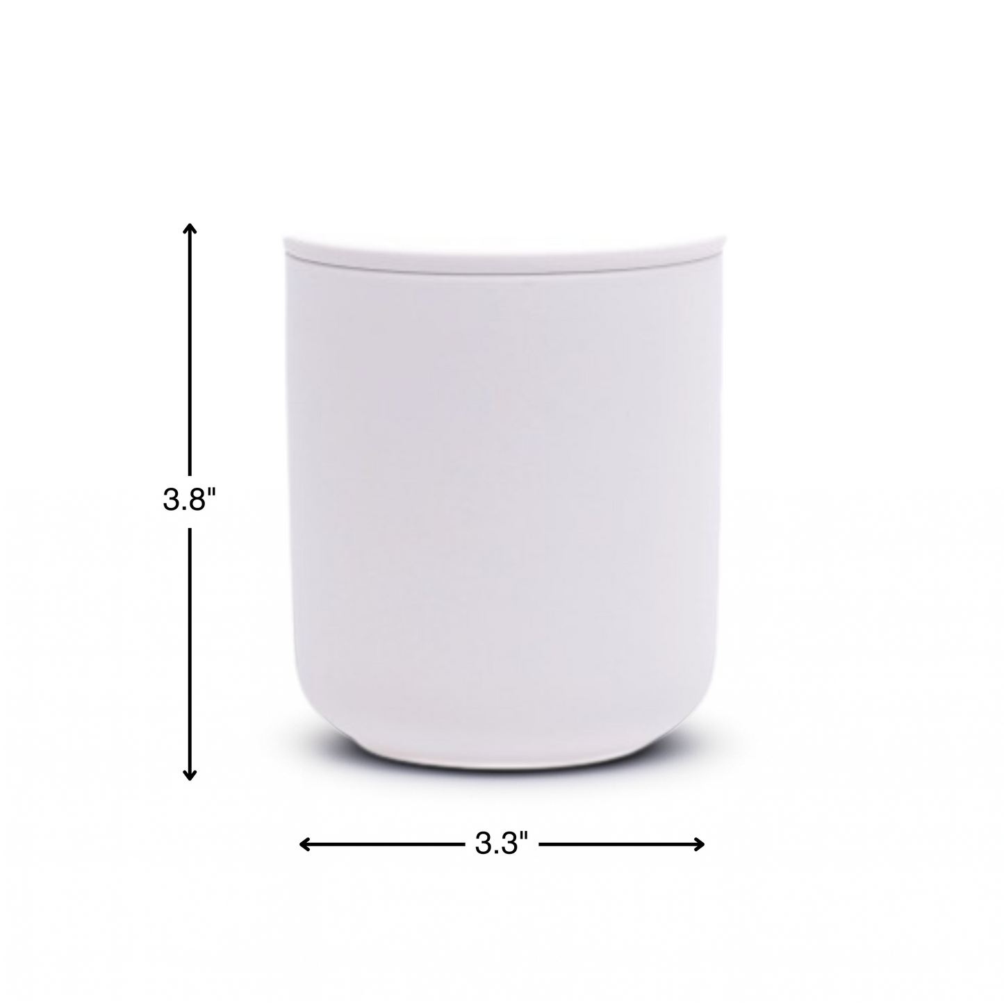 White ceramic keepsake urn dimensions measuring 3.8 inches tall and 3.3 inches wide