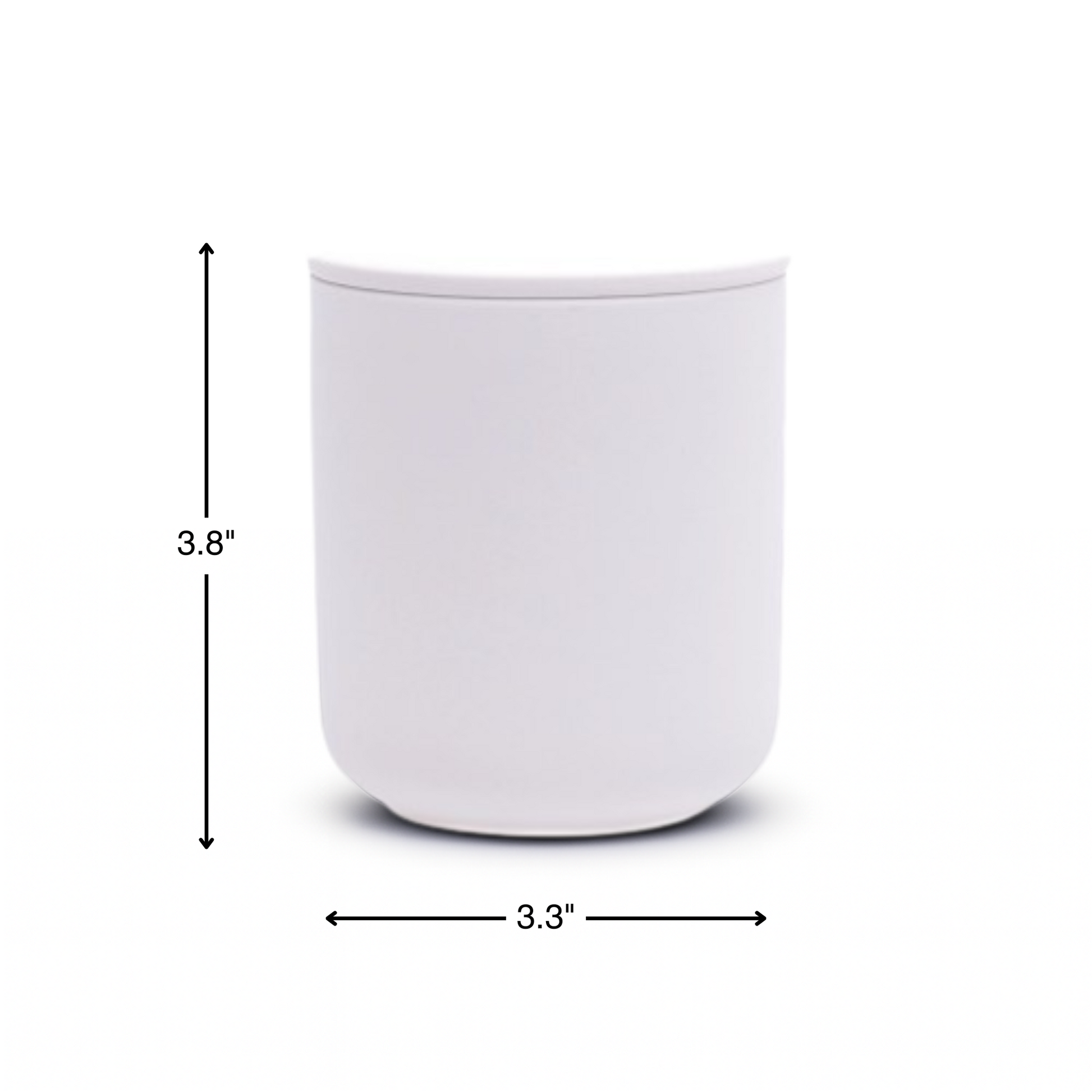 White ceramic keepsake urn dimensions measuring 3.8 inches tall and 3.3 inches wide