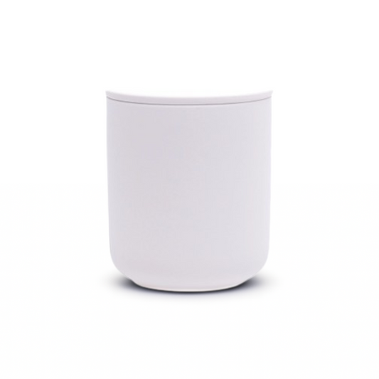 White ceramic keepsake urn for ashes with minimalist modern design