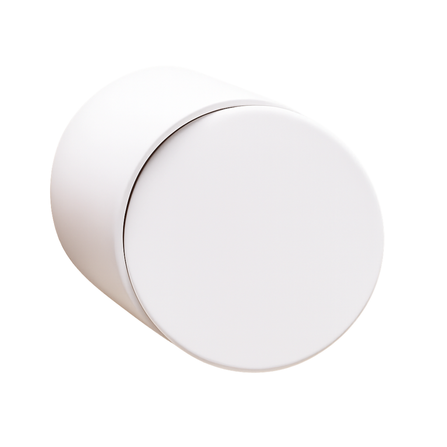 White ceramic keepsake urn shown on its side highlighting the smooth matte finish and secure lid